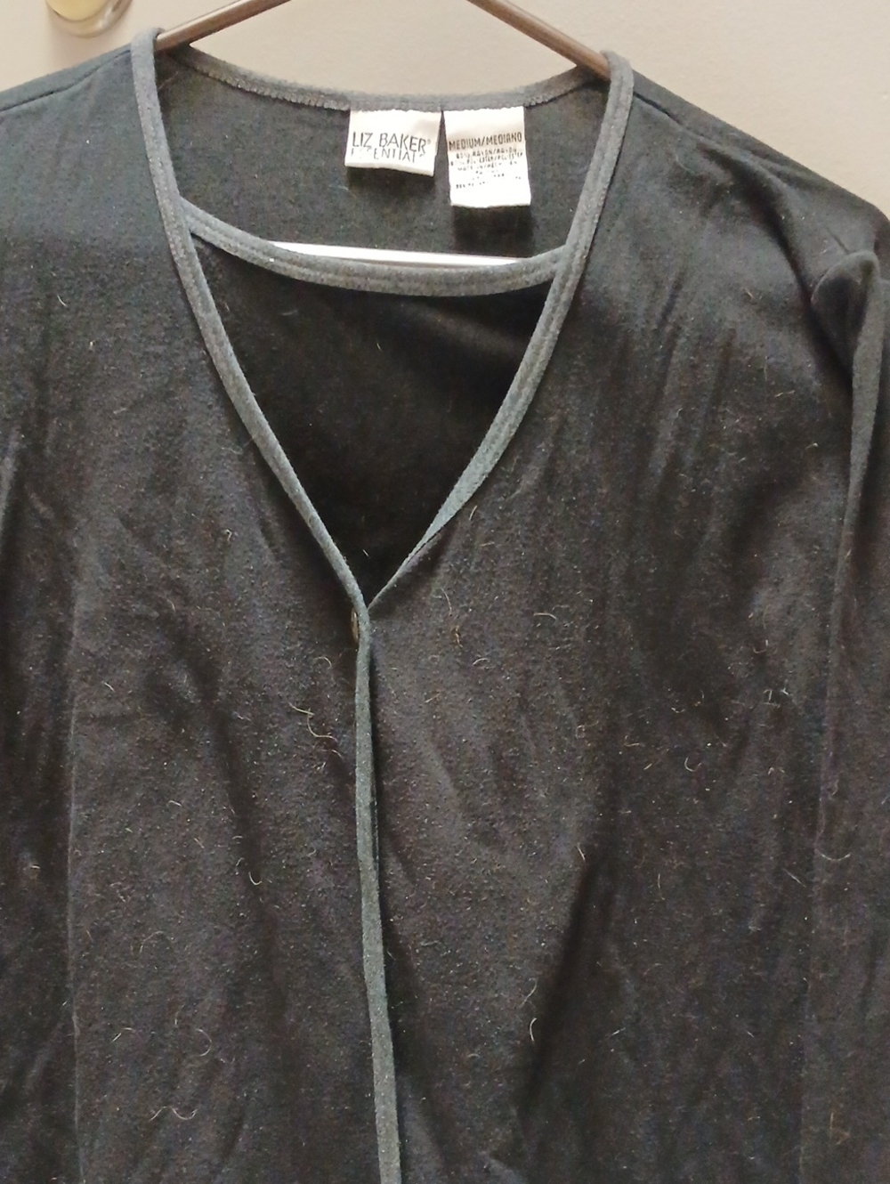 Liz Baker Black Womens V-Neck Long Sleeve Shirt